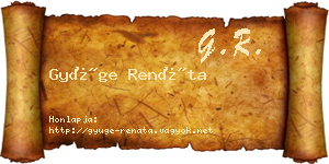 Gyüge Renáta névjegykártya